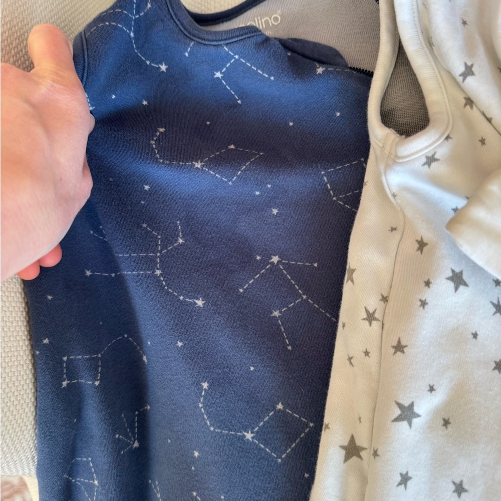 Woolino Classic Wool Sleep Sack Bundle, 6-18 mo, star prints - Navy & White - Picture 4 of 4
